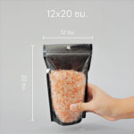 ถุงซิปล็อค หน้าใส-หลังดำ ตั้งได้ ขนาด 12x20 ซม. 50 ใบ