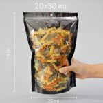 ถุงซิปล็อค หน้าใส-หลังดำ ตั้งได้ ขนาด 20x30 ซม. 50 ใบ